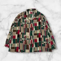 総柄シャツ ゆったり ワイドシルエット ヴィンテージ風 古着 ユニセックス