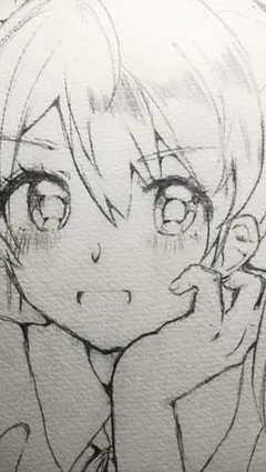 手描きイラスト オリジナル 女の子 ツインテール 量産型 リボン 原画