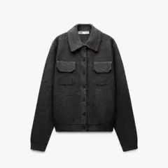 ZARA 無地ポロネックニットジャケット