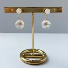 【人気】2way 押し花 桜 透明 パール ピアス クリスマス プレゼント