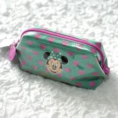 希少 東京ディズニーリゾート ミニー ハート ドット ポーチ ペンケース ミント