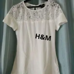 H&M ホワイト レース 半袖トップス