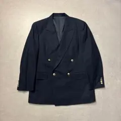 Burberry バーバリー　カシミヤ混　ブレザー　紺ブレ　金ボタン　セレモニー 希少】バーバリー紺ブレXL黒蝶貝金ボタンウールカシミヤ秋冬日本製