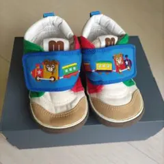 ミキハウス カラフル クマ 列車 刺繍 スニーカー 14.0cm