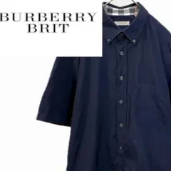 BURBERRY BRIT ネイビー 半袖ボタンダウンシャツ バーバリー メンズのサムネイル