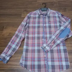 チェック柄 長袖シャツ 赤青