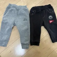 グレーと黒のベビーパンツセット80