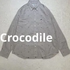Crocodile アーカイブ 総柄 BDシャツ L 綿100% チェック 刺繍