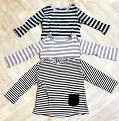 長袖カットソー 3点セット ストライプ