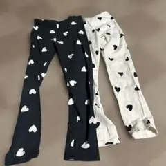 H&M キッズ レギンス 2本セット ハート柄 128cm