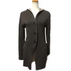 大幅値下ラスト1枚ウールコート フード付スリムなミドル丈　BRN 未使用新品