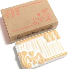 red♡smile❣️ 猫と魚の消しゴムハンコ スタンプ ケース付