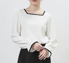 ハニーズ♪ スクエアネック キャンディスリーブ 配色パイピングカットソー♪新品♪