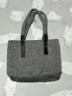 グレー ブラック ツイード トートバッグ
