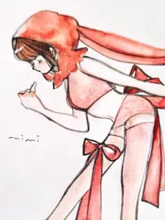 女の子 手描きイラスト アナログイラスト オリジナルイラスト