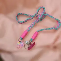 スマホショルダーストラップ ピンク グリーン、新品