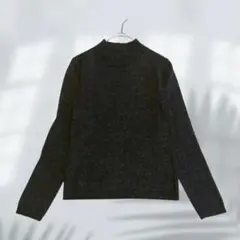 クロージング 長袖ニット セーター モックネック ウール混 シンプル E7331