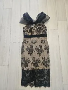 ナイトドレス・キャバドレス ベージュ×黒 レース