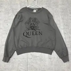 GU×QUEEN ウォッシュ加工 ビッグロゴ プリント スウェットトレーナー