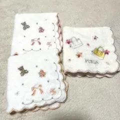 レディースタオルハンカチ3枚セット 【プライベートレーベル2枚】【フルラ1枚】