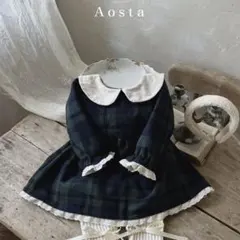 aosta wool check dress ベビー ワンピース ドレス