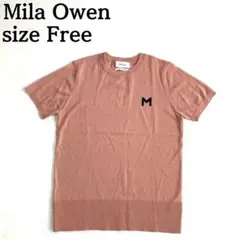 美品★Mila owen ミラオーウェン 半袖Tシャツ ニット ピンク Free
