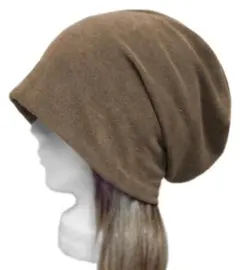 ハンドメイド◆ルーズワッチキャップ(ゆったり)◆コットンパイルニット／カーキ系