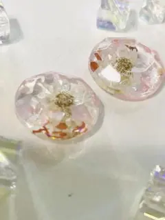 クリア　レジン　ドライフラワー　シェル　クリア　可愛い　ピンク系　フェミニン
