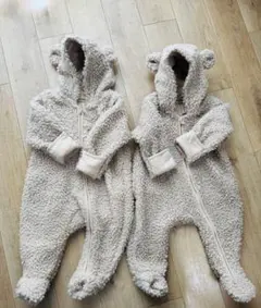 【美品】H&M ジャンプスーツ　ロンパース 防寒着　双子