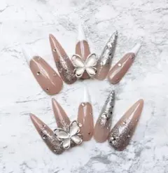 ロングネイルチップ 清楚ギャルネイル