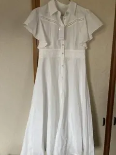 tocco closet ラインレース切り替えフレアスリーブシャツワンピース