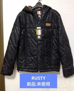 RUSTY フード付きブラックダウンジャケット Lサイズ