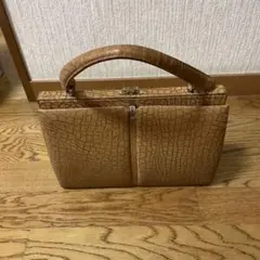 ベージュ クラック加工 レザーハンドバッグ