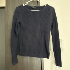 UNIQLO ネイビー リブ編み 長袖セーター S