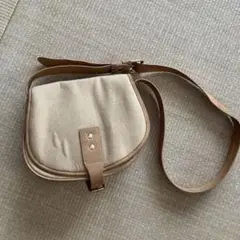 APC ベージュ キャンバス レザー ショルダーバッグ