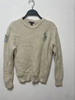 ポロ・ラルフ・ローレン ベージュニット 3の刺繍付き即購入⭕️即日発送致します