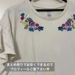 GU ANNA SUI 半袖 Tシャツ 白 刺繍 L オーバーサイズ 即購入可
