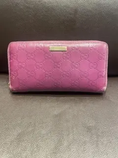 GUCCI グッチ シマ ラウンドファスナー 長財布 パープル　引き手取れのサムネイル