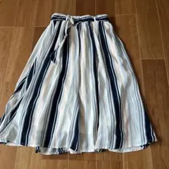 ꙳✧˖極美品꙳✧˖ one*way ストライプ 膝丈フレアスカート Mサイズ