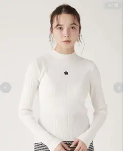 LILY BROWN MARY QUANTデイジー刺繍バックオープンリブニット