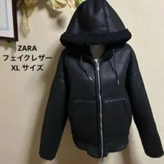 【美品】ZARAザラ　フェイクレザー　黒　裏地モコモコ　超極暖　ツーリング