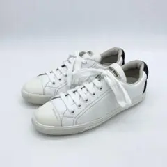 A18116 MIUMIU グリッター ローカットレザースニーカー 白黒 36