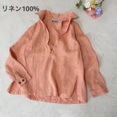 Makers Shirt 鎌倉 スキッパーシャツ 麻 リネン オレンジ　11号のサムネイル