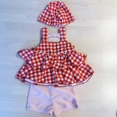 TeddyShopギンガムチェックトップス+ショートパンツ+キャップ 3点セット
