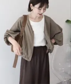 ノーカラー ジップアップ ブルゾン
