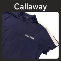 Callaway◆ストレッチスムース半袖モックネックシャツ◆ネイビー
