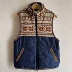 キルティングベスト 雪の結晶模様 ネイビー