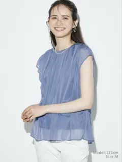 美品24SS 【PLST】プラステ チュールドッキングプルオーバー ブルー M