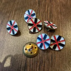 ユニオンジャック風　エナメル　ボタン　7個セット　レトロ