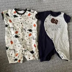 西松屋　ロンパース　50-60 2枚セット　半袖　恐竜　ベビー服